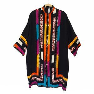 Vintage Gideon Oberson Cover Up Stunning Colors Women's 40 Silk-Look Caftan